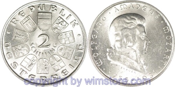 1. Republik, 2 Schilling 1931, Wolfgang Amadeus Mozart, J 433, Silber, vz
