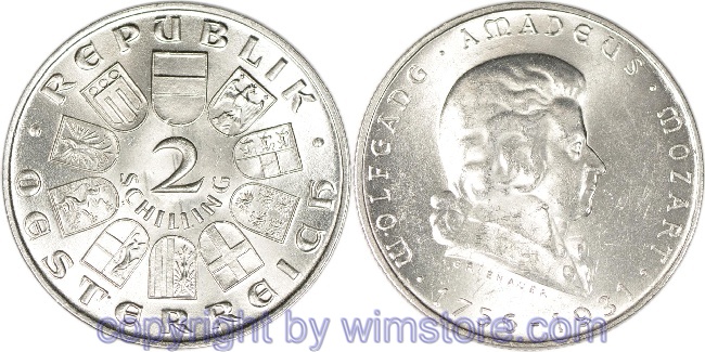 1. Republik, 2 Schilling 1931, Wolfgang Amadeus Mozart, J 433, Silber, vz