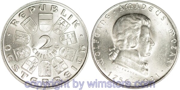 1. Republik, 2 Schilling 1931, Wolfgang Amadeus Mozart, J 433, Silber, vz