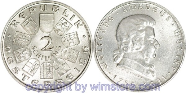 1. Republik, 2 Schilling 1931, Wolfgang Amadeus Mozart, J 433, Silber, vz