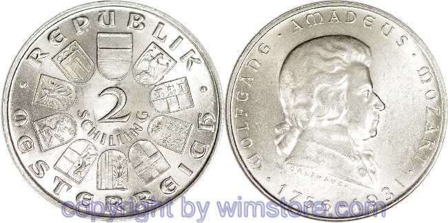 1. Republik, 2 Schilling 1931, Wolfgang Amadeus Mozart, J 433, Silber, vz