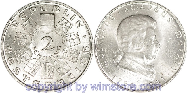 1. Republik, 2 Schilling 1931, Wolfgang Amadeus Mozart, J 433, Silber, vz, fleckig
