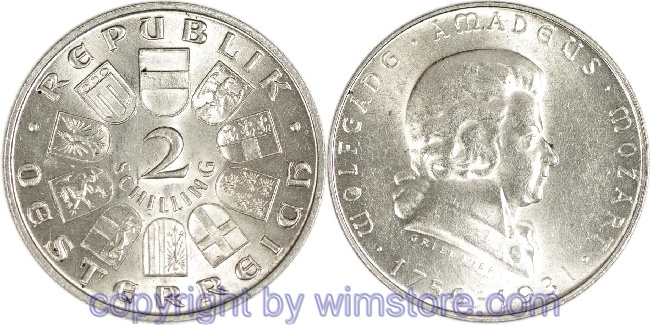 1. Republik, 2 Schilling 1931, Wolfgang Amadeus Mozart, J 433, Silber, vz, fleckig