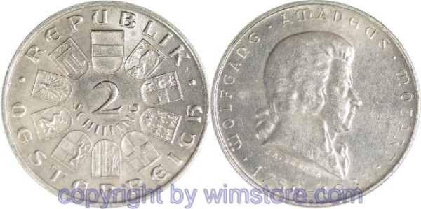 1. Republik, 2 Schilling 1931, Wolfgang Amadeus Mozart, J 433, Silber, ss