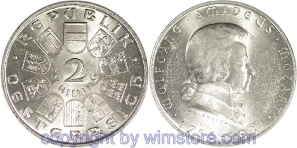 1. Republik, 2 Schilling 1931, Wolfgang Amadeus Mozart, J 433, Silber, ss