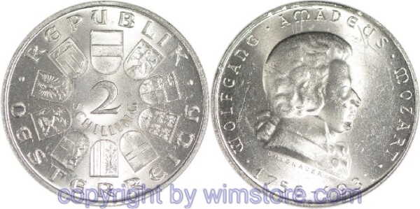 1. Republik, 2 Schilling 1931, Wolfgang Amadeus Mozart, J 433, Silber, ss