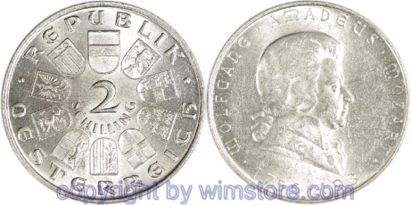 1. Republik, 2 Schilling 1931, Wolfgang Amadeus Mozart, J 433, Silber, ss
