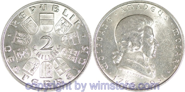 1. Republik, 2 Schilling 1931, Wolfgang Amadeus Mozart, J 433, Silber, ss