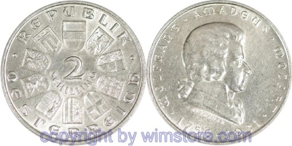 1. Republik, 2 Schilling 1931, Wolfgang Amadeus Mozart, J 433, Silber, ss