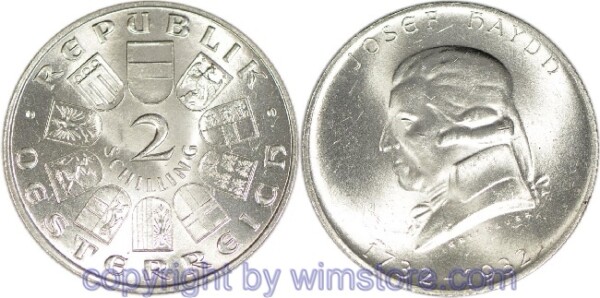 1. Republik, 2 Schilling 1932, Joseph Haydn, J 434, Silber, vz-st