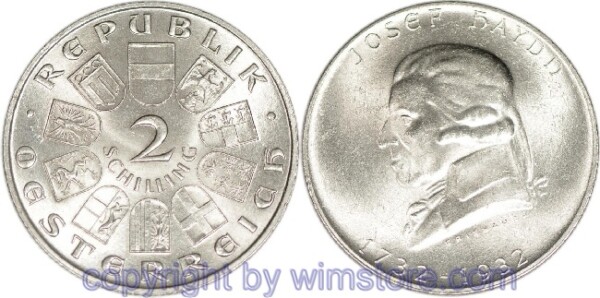 1. Republik, 2 Schilling 1932, Joseph Haydn, J 434, Silber, vz