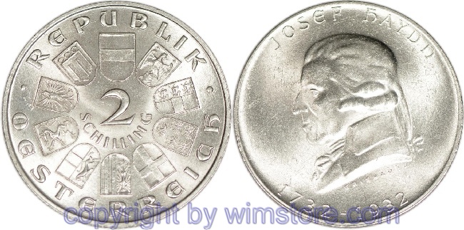 1. Republik, 2 Schilling 1932, Joseph Haydn, J 434, Silber, vz