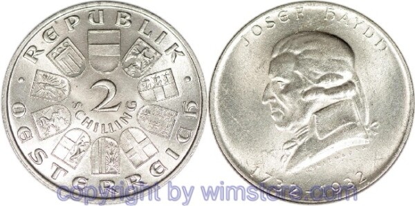 1. Republik, 2 Schilling 1932, Joseph Haydn, J 434, Silber, vz, Fleck