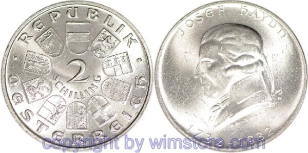 1. Republik, 2 Schilling 1932, Joseph Haydn, J 434, Silber, vz