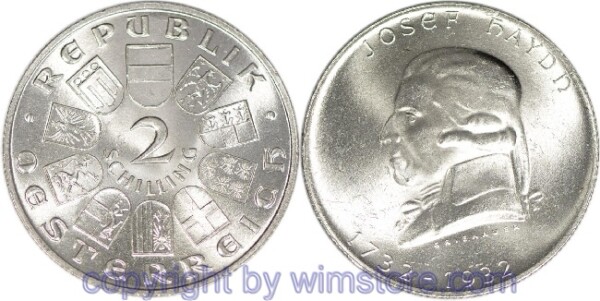1. Republik, 2 Schilling 1932, Joseph Haydn, J 434, Silber, vz