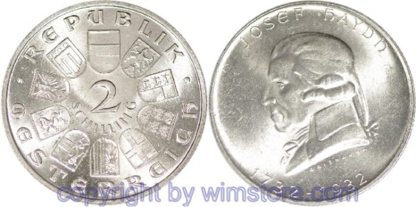 1. Republik, 2 Schilling 1932, Joseph Haydn, J 434, Silber, vz
