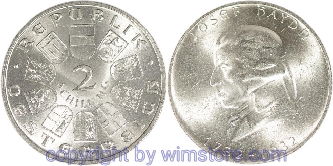1. Republik, 2 Schilling 1932, Joseph Haydn, J 434, Silber, vz, fleckig