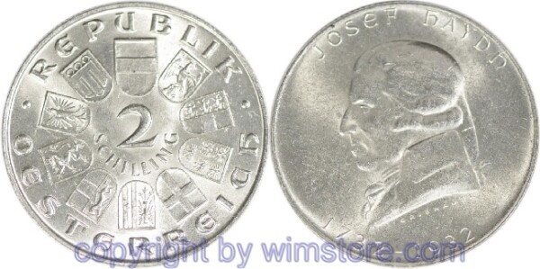 1. Republik, 2 Schilling 1932, Joseph Haydn, J 434, Silber, vz, fleckig