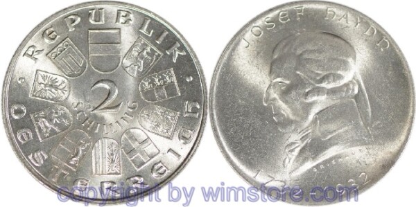 1. Republik, 2 Schilling 1932, Joseph Haydn, J 434, Silber, vz, fleckig