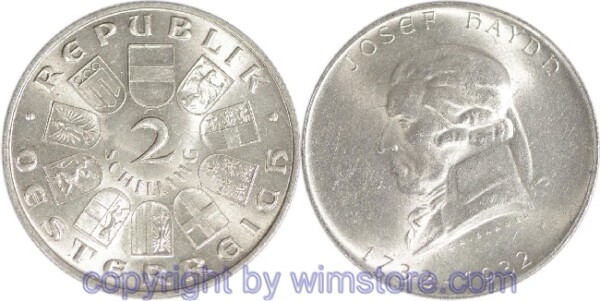 1. Republik, 2 Schilling 1932, Joseph Haydn, J 434, Silber, vz, fleckig