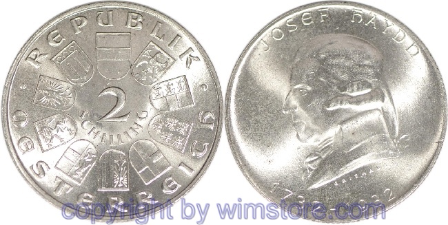 1. Republik, 2 Schilling 1932, Joseph Haydn, J 434, Silber, vz, fleckig