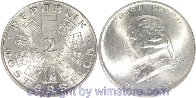 1. Republik, 2 Schilling 1932, Joseph Haydn, J 434, Silber, vz, fleckig