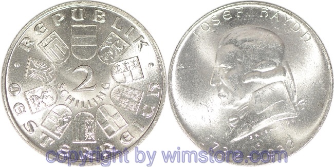 1. Republik, 2 Schilling 1932, Joseph Haydn, J 434, Silber, vz, fleckig