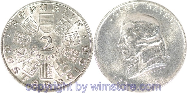1. Republik, 2 Schilling 1932, Joseph Haydn, J 434, Silber, ss