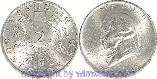 1. Republik, 2 Schilling 1932, Joseph Haydn, J 434, Silber, ss