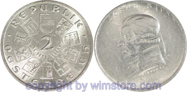 1. Republik, 2 Schilling 1932, Joseph Haydn, J 434, Silber, ss