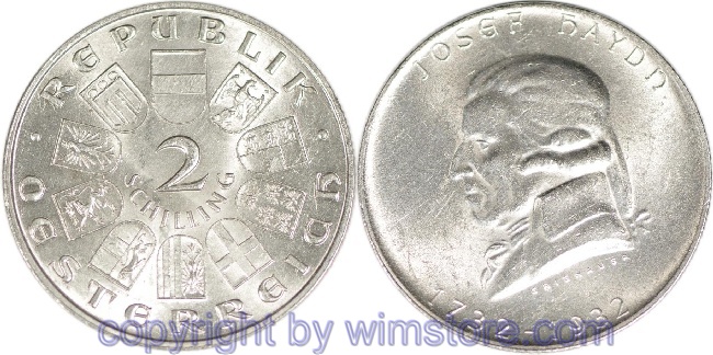 1. Republik, 2 Schilling 1932, Joseph Haydn, J 434, Silber, ss