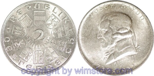1. Republik, 2 Schilling 1932, Joseph Haydn, J 434, Silber, ss, fleckig