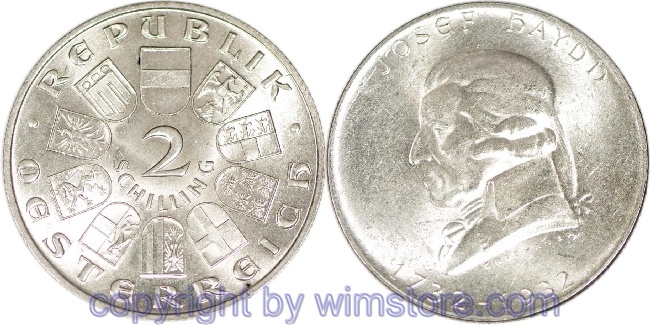 1. Republik, 2 Schilling 1932, Joseph Haydn, J 434, Silber, ss, fleckig