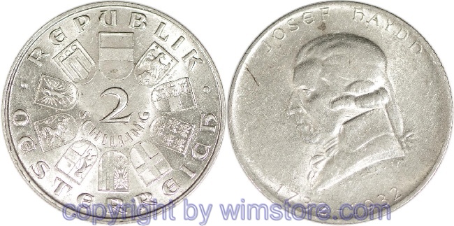 1. Republik, 2 Schilling 1932, Joseph Haydn, J 434, Silber, ss, fleckig