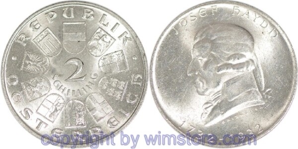 1. Republik, 2 Schilling 1932, Joseph Haydn, J 434, Silber, ss, fleckig