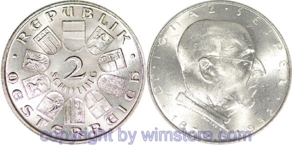 1. Republik, 2 Schilling o.J. (1933), Dr. Ignaz Seipel, J 435, Silber, vz-st