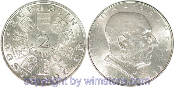 1. Republik, 2 Schilling o.J. (1933), Dr. Ignaz Seipel, J 435, Silber, vz
