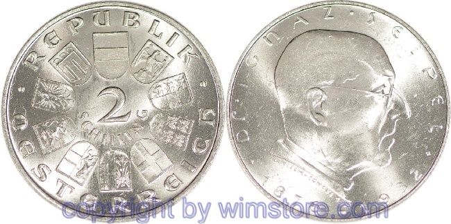 1. Republik, 2 Schilling o.J. (1933), Dr. Ignaz Seipel, J 435, Silber, vz