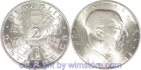 1. Republik, 2 Schilling o.J. (1933), Dr. Ignaz Seipel, J 435, Silber, vz