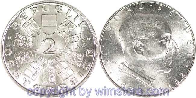 1. Republik, 2 Schilling o.J. (1933), Dr. Ignaz Seipel, J 435, Silber, vz