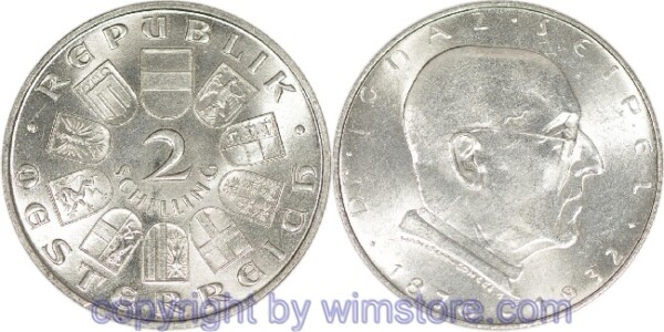 1. Republik, 2 Schilling o.J. (1933), Dr. Ignaz Seipel, J 435, Silber, vz