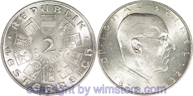 1. Republik, 2 Schilling o.J. (1933), Dr. Ignaz Seipel, J 435, Silber, ss