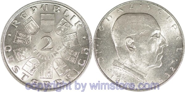 1. Republik, 2 Schilling o.J. (1933), Dr. Ignaz Seipel, J 435, Silber, ss