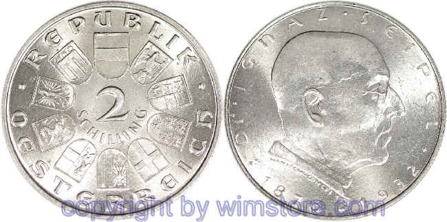 1. Republik, 2 Schilling o.J. (1933), Dr. Ignaz Seipel, J 435, Silber, ss, fleckig