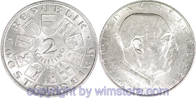 1. Republik, 2 Schilling o.J. (1933), Dr. Ignaz Seipel, J 435, Silber, ss, fleckig