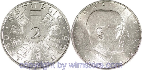1. Republik, 2 Schilling o.J. (1933), Dr. Ignaz Seipel, J 435, Silber, ss, fleckig