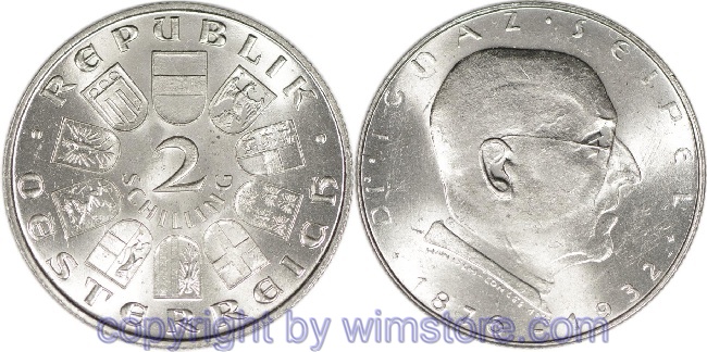 1. Republik, 2 Schilling o.J. (1933), Dr. Ignaz Seipel, J 435, Silber, ss, fleckig