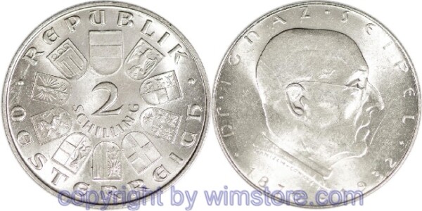 1. Republik, 2 Schilling o.J. (1933), Dr. Ignaz Seipel, J 435, Silber, ss, fleckig