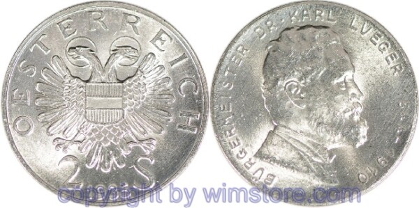 1. Republik, 2 Schilling 1935, Dr. Karl Lueger, J 442, Silber, vz