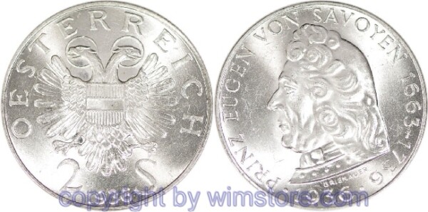 1. Republik, 2 Schilling 1936, Prinz Eugen von Savoyen, J 443, Silber, vz-st